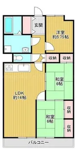 南海狭山コーポ1号棟【9階】の間取り