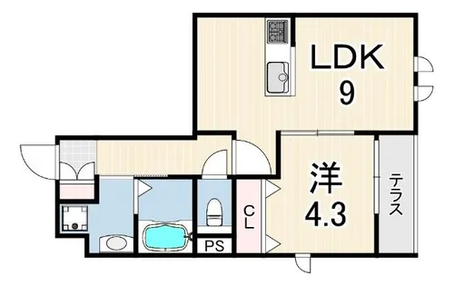 プラフロール武庫之荘【1階】の間取り