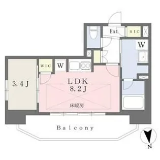 プレサンスロジェ車道駅前NORTH【7階】の間取り