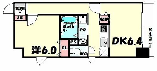 レジディア神戸三宮プレイス【2階】の間取り