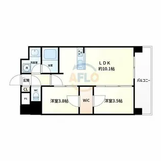 アーバネックス新町Ⅱ【3階】の間取り