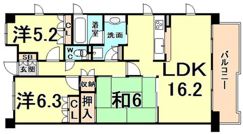 ハイツ甲四公園【3階】の間取り