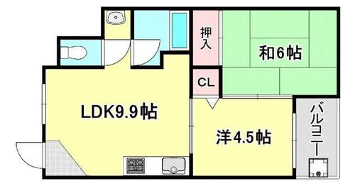 芦屋第一コーポラス【2階】の間取り