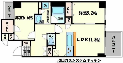 プレサンスロジェ心斎橋【6階】の間取り