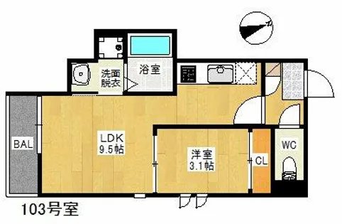 GRANDTIC 箱崎Solare【1階】の間取り