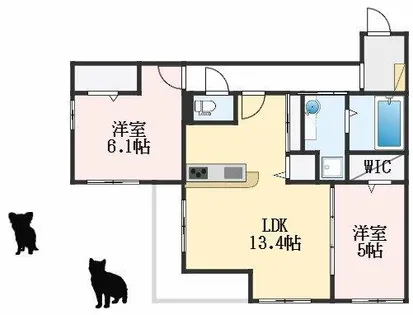 大阪府堺市西区上野芝向ヶ丘町2丁【アパート】の間取り