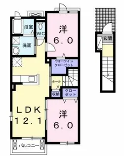 大阪府羽曳野市河原城【アパート】の間取り