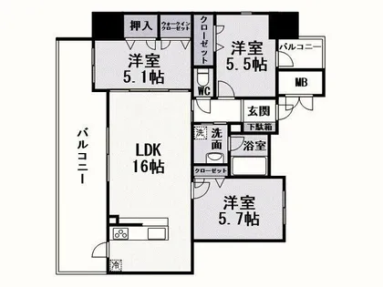 グランヒルズ下曽根【6階】の間取り