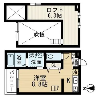 Ferveur本陣(フルヴェール本陣)【2階】の間取り
