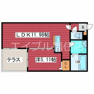 クレステージ西岡【1階】の間取り
