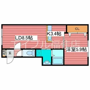 グランメール月寒公園B【4階】の間取り