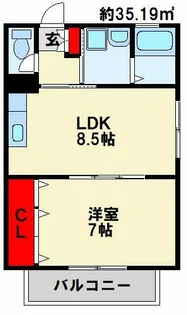 トレゾア湯川新町 A棟【2階】の間取り
