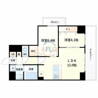 ラヴィベール江坂【8階】の間取り