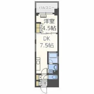 ザ パークハビオ天満橋【6階】の間取り