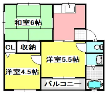 ハイツ茨木【102号室】の間取り