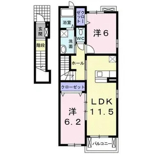 テイク・ヴィレッジ【2階】の間取り