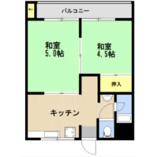 塩屋 山本荘【15号室】の間取り