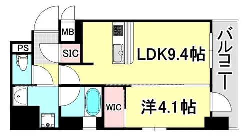 エステムコート新神戸2駅前山手【14階】の間取り