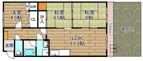 ソシアル大山崎【1階】の間取り