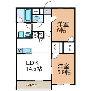 オヴァールガーデン W棟【3階】の間取り