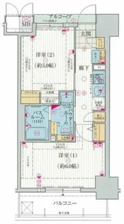エステムプラザ大阪城パークフロント【10階】の間取り