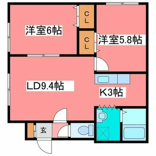 ルミエール月寒東3.3【1階】の間取り