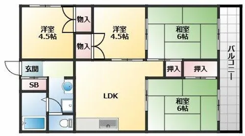 シャトーシュベルグ【2階】の間取り