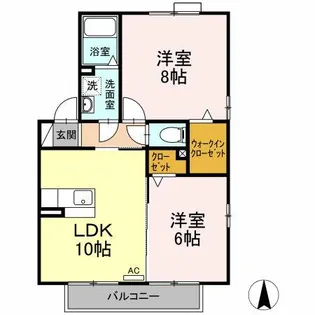 愛知県北名古屋市久地野戌亥【アパート】の間取り