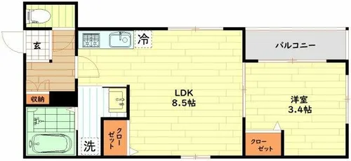 ハーモニーテラス野里Ⅳ【1階】の間取り