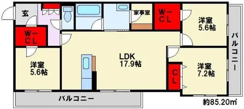 シャーメゾンステージ本城【3階】の間取り