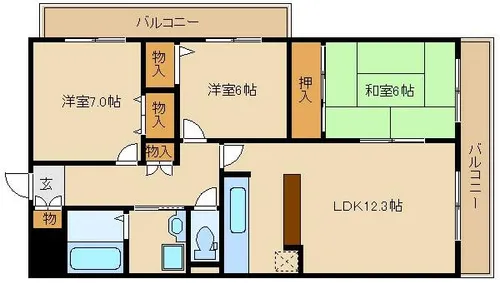 グリーンヴィラ武庫【2階】の間取り