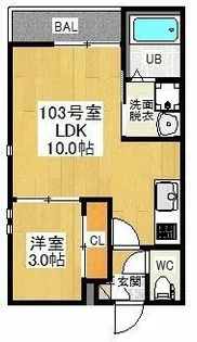 GRANDTIC MIZUKIRI【1階】の間取り