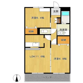 ルミナス緒川【205号室】の間取り