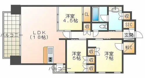 グランカサーレ西明石駅前【9階】の間取り