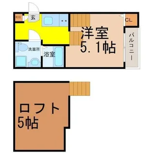 ハーモニーテラス川名町【201号室】の間取り