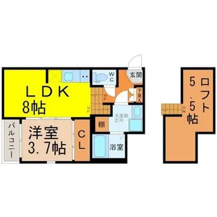 ハーモニーテラス栄イースト【2階】の間取り