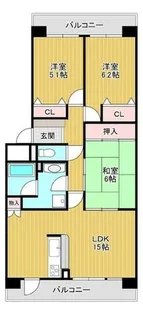 コート北野田カリヨンⅠ番館【3階】の間取り