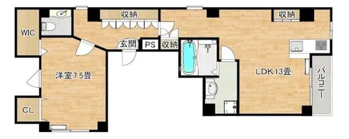シティーコート北瓦町【801号室】の間取り