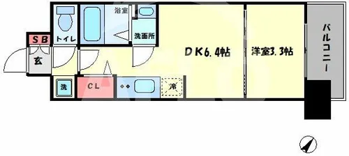 BPRレジデンス天満橋【9階】の間取り