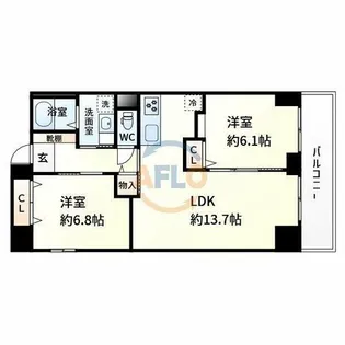 PARKHILLS新大阪Oasis【9階】の間取り