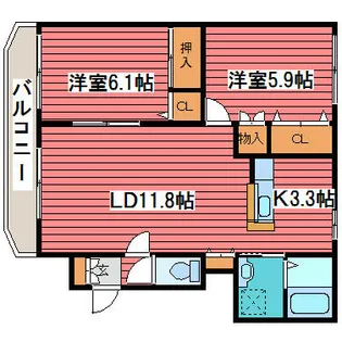 大光17番館【201s号室】の間取り