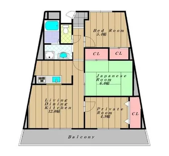 エスポアール岩根【105号室】の間取り