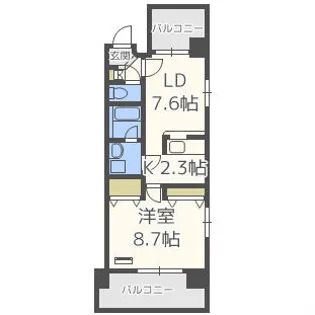 コートハウス槇【8階】の間取り