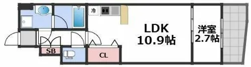 セレッソコート上本町EAST【6階】の間取り