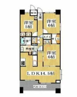 CITY SPIRE桜川Ⅱ【9階】の間取り