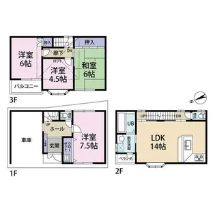大阪府大東市北条1丁目【一戸建】の間取り
