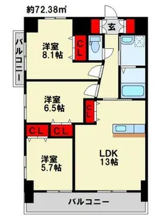 MDIシエルコンティーレ曽根北町【7階】の間取り