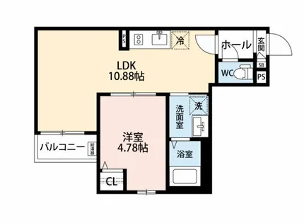 Jack uchisaiwaiⅠ(ジャックウチサイワイⅠ)【303号室】の間取り