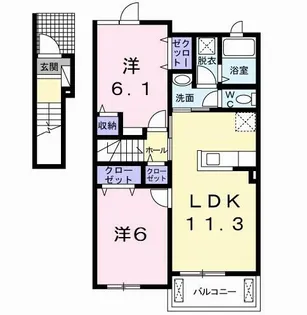 ラ・ロゼヴェールA【2階】の間取り