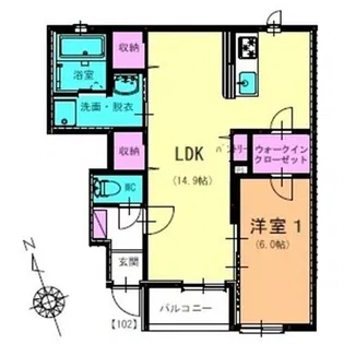 calm【102号室】の間取り